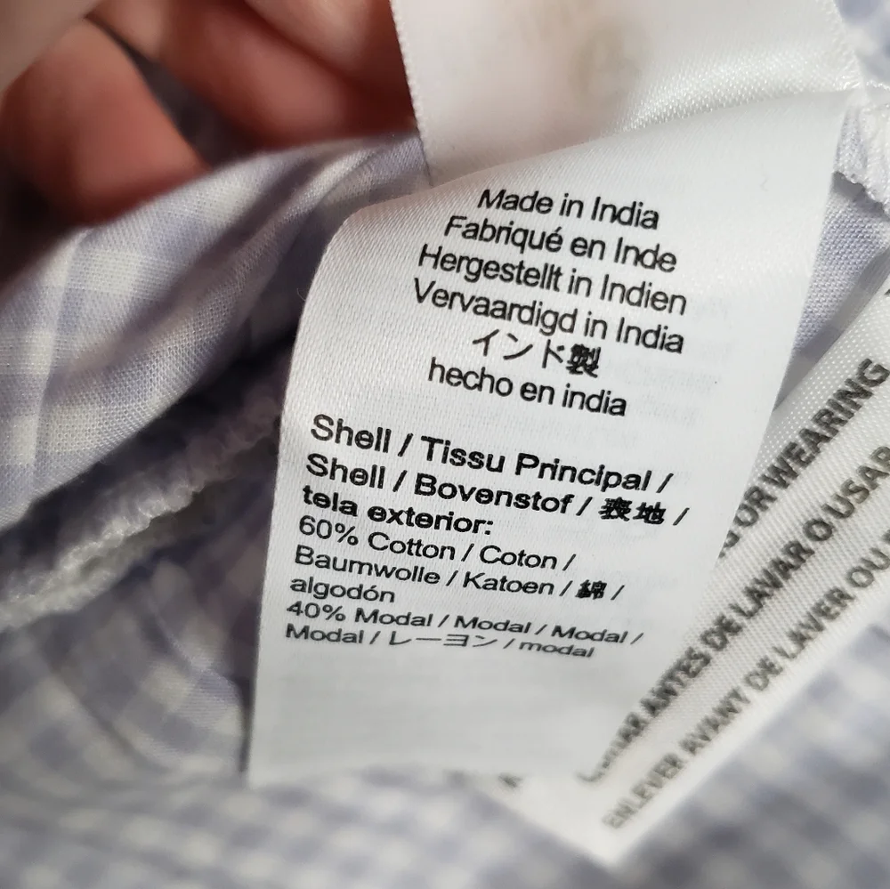 Jcrew Squareneck smocked cotton voile top in gingham Size XXS Blue White